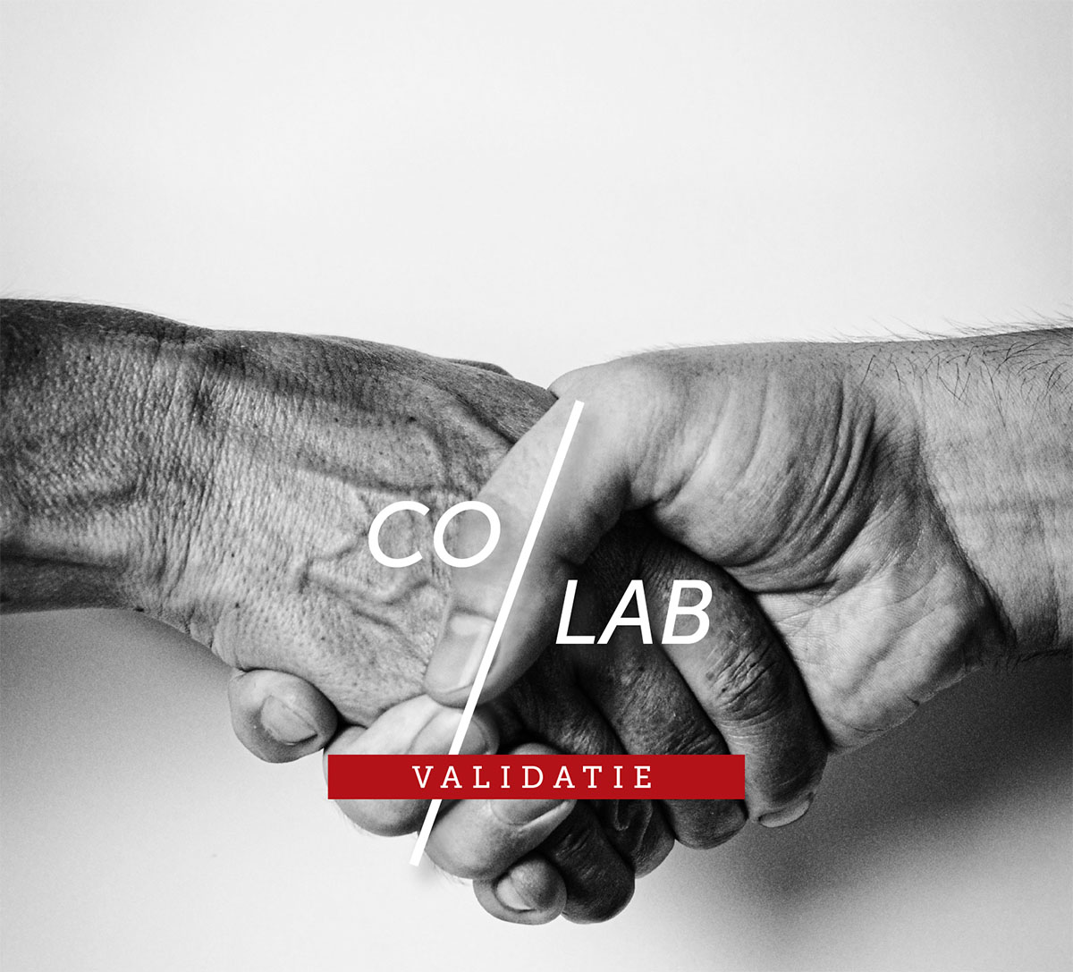 handen schudden zwart wit, co-lab tekst