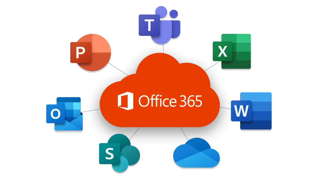 Afbeelding met logo's van verschillende applicatie binnen MS Office